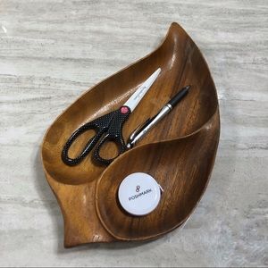 Monkey Pod Wood 2 Section Leaf Catch All Tray